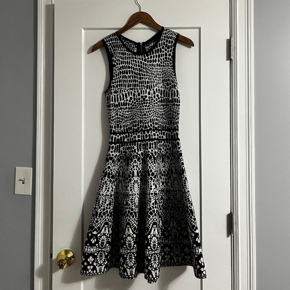 Karen Millen Black and White Print Skater Dress